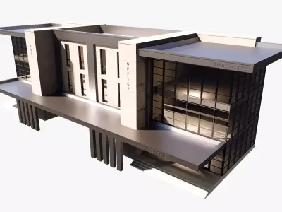 Modern Office Building 3D Model Low-poly 3D model