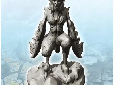 Crouching Winged Harpy 7 - Medieval Fantasy Magic Feudal Old Arc 3D print model