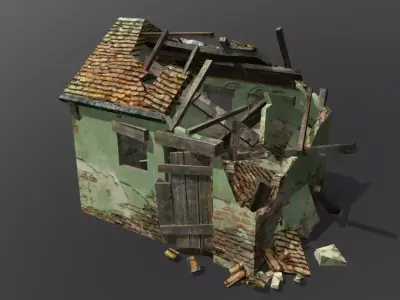 Old hut Low-poly 3D model