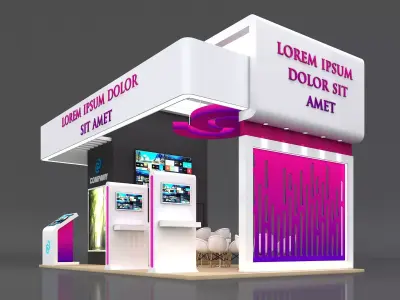 Exhibition Stand Booth Stall 8x5m Height 500cm 4 Side Open 3D model