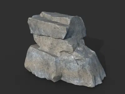 Low poly Big Rock Formation Pack 200928 - Gray Low-poly 3D model
