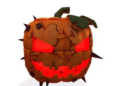 Spiked Evil Pumpkin Stylized Halloween 3D Model 3D model