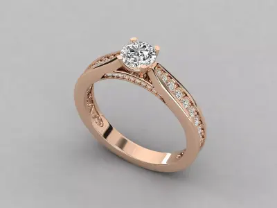 Women Light Weight Solitare Diamond Wedding Ring   24 3D print model