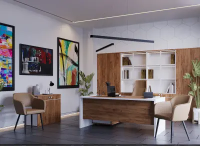 Modern middle-management office design 3D model