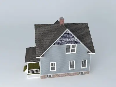 American house with interior Free 3D model