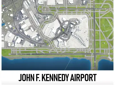 John F Kennedy International Airport - JFK Low-poly 3D model