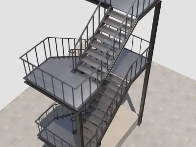 fire escape staircase  Free 3D model
