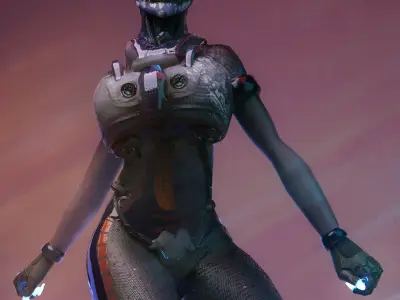 ScoreLetha Sci-fi girl Low-poly 3D model gameready animated Low-poly 3D model