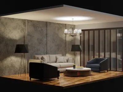 Modern Minimalist Living Room 3D model