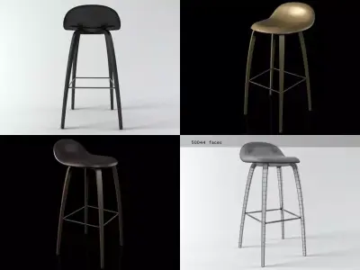 Stool 4-legged 3D model
