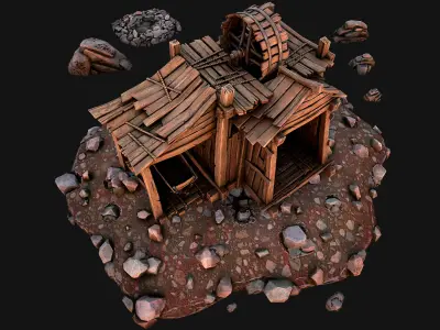 Medieval Coal Ore Mine Low-poly 3D model