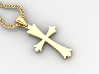Light Gold 18K Cross Pendant 1CP009 3D print model