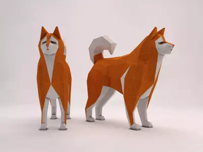 ORIGAMI---Dog Setup Low-poly 3D model