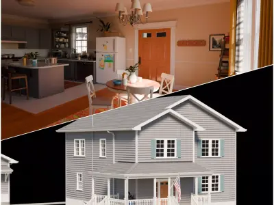 American House - Full interior Low-poly 3D model