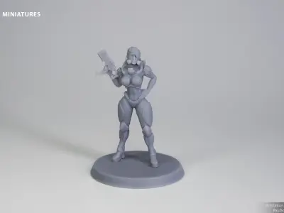 Cyberpunk Mercenary Pose 1 - 4 Variants and Pinup 3D print model