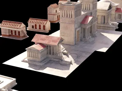 detail medieval rome buildings made with blender 3D model