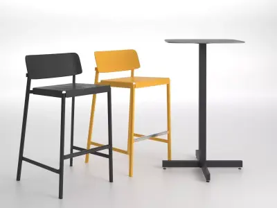 Shine two bar stools 3D model