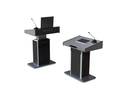 Modern Digital Lectern Set - Minimalist Conference Podium 3D model