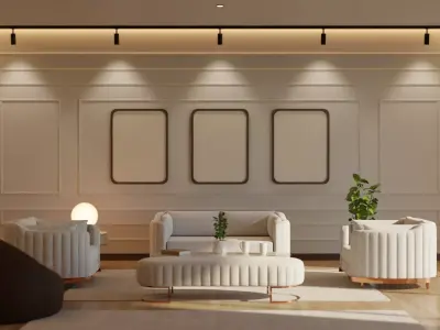 Living Room - 02 Low-poly 3D model