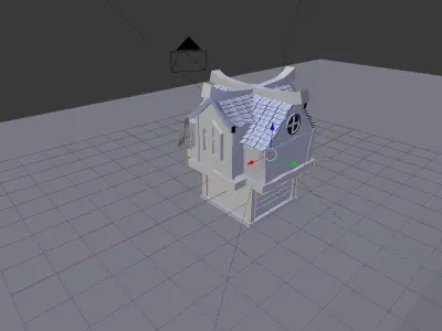 Lowpoly house with roof 3D model
