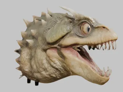 Sci-fi Dragon Head Low-poly 3D model