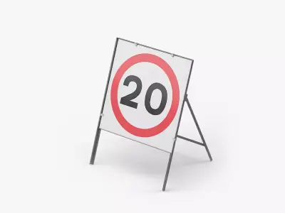 Speed Limit 20 Miles Square Road Sign Low-poly 3D model
