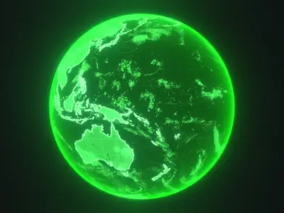 Green Hologram Planet Earth Hologram Sci-Fi 3D Model Low-poly 3D model