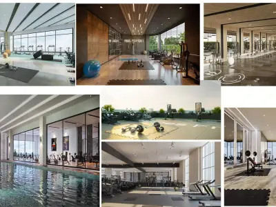 collection set of gyms and fitness centers 3D Model Pack
