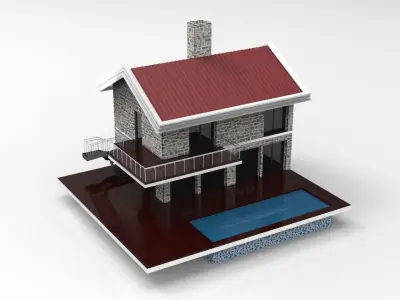 Stone Villa Design 3D Model 3D model