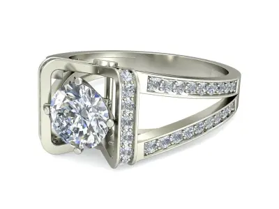 Elegant Sterling Silver Dual Band Ring 3D print model