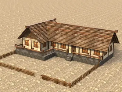 Rustic medieval house 3D model Low-poly 3D model