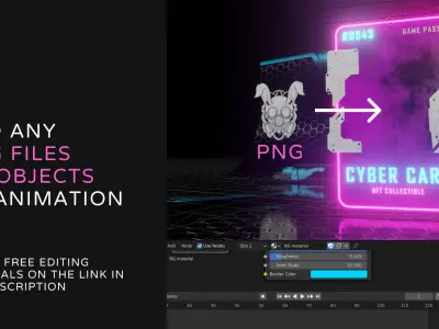 CYBER punk card template for Blender Eevvee render 3D model