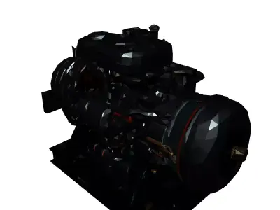 HighDetail Industrial Turbine Engine Model Low-poly 3D model