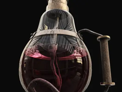 bulb oil lamp Low-poly 3D model