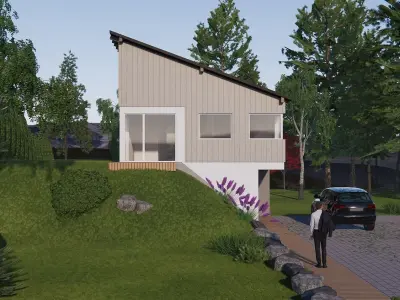 Residential House Exterior and Interior Model Low-poly 3D model