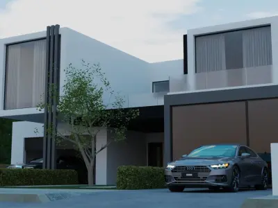 VILLA and 2 CARS 3D model