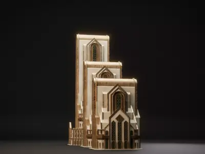 FANTASY ART DECO ARCHITECTURE CLASSIC 03 Low-poly 3D model