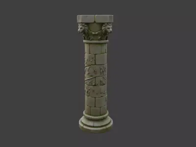 Ancient Ornate Stone Column Low-poly 3D model