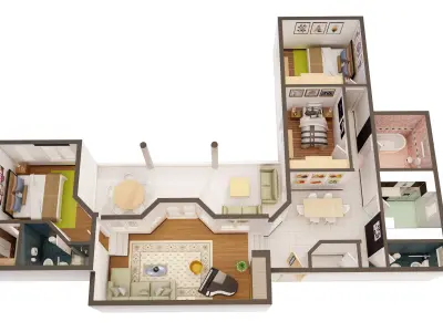 3d floor plan-Interior plan 3D model