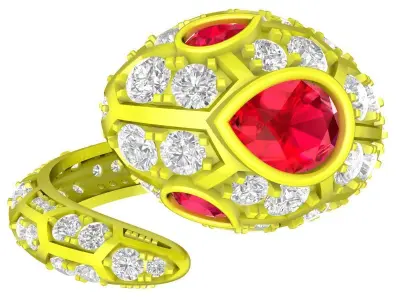 Luxury Snake Ruby and Diamond Ring for Women 6926 3D print model