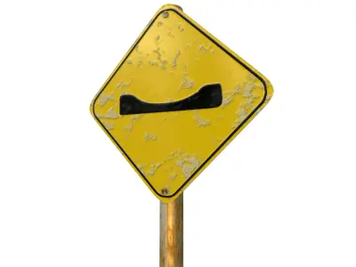 Warning For a Dip in The Road Traffic Sign 3D model