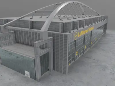 EDDH Hangar 3 Low-poly 3D model