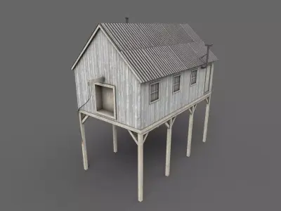 Suspended Barn Low-poly 3D model