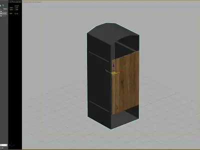 Stylish Outdoor Trash Bin with Wood and Metal Design 3D model