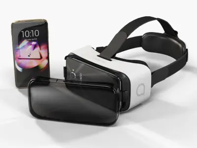 Alcatel VR Goggles with Idol 4S Low-poly 3D model