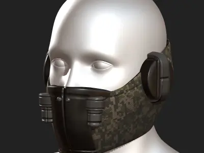 Gas mask respirator scifi futuristic 3d  Low-poly 3D model 18