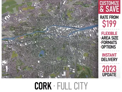 Cork - 3D City Model Low-poly 3D model