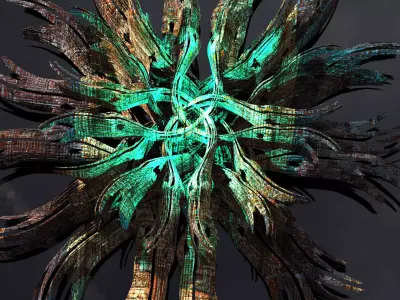 Sea Flower sci fi sculpture grid 3 Low-poly 3D model