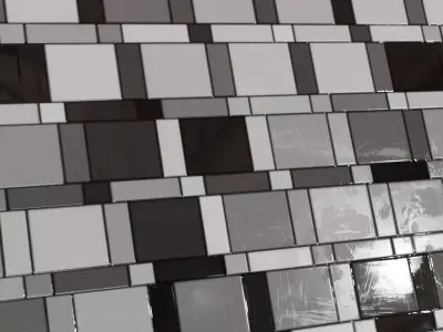 Modern Abstract Mondrian-Style Geometric Tiles PBR Seamless Texture