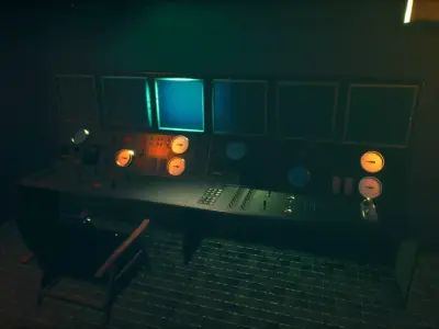 Sci-fi Control Panel Desk - Low Poly PBR Game Ready Low-poly 3D model